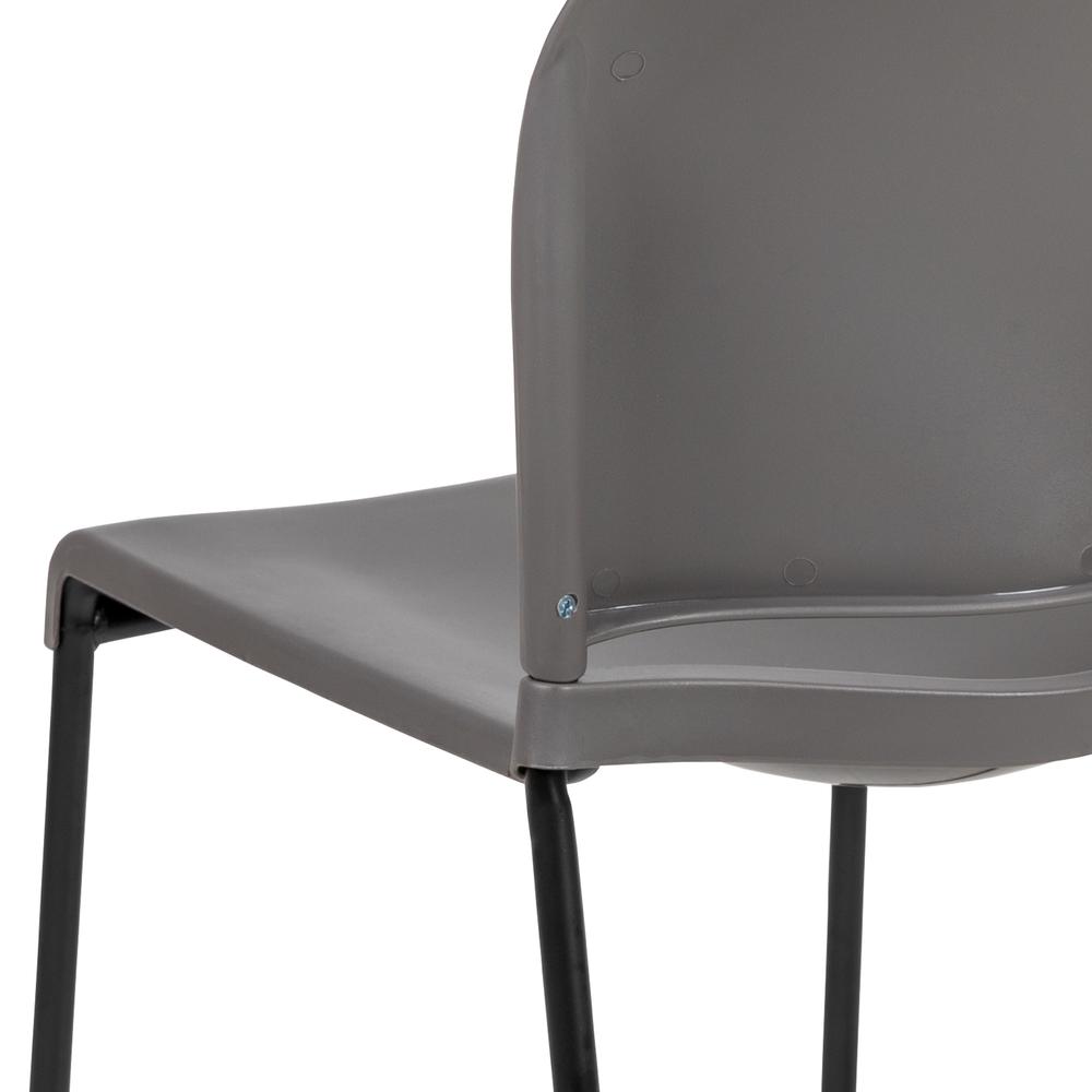 HERCULES Series 880 lb. Capacity Gray Full Back Contoured Stack Chair with Black Powder Coated Sled Base. Picture 8