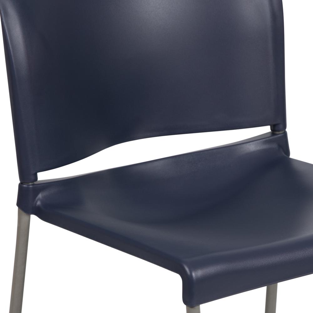 HERCULES Series 880 lb. Capacity Navy Full Back Contoured Stack Chair with Gray Powder Coated Sled Base. Picture 7