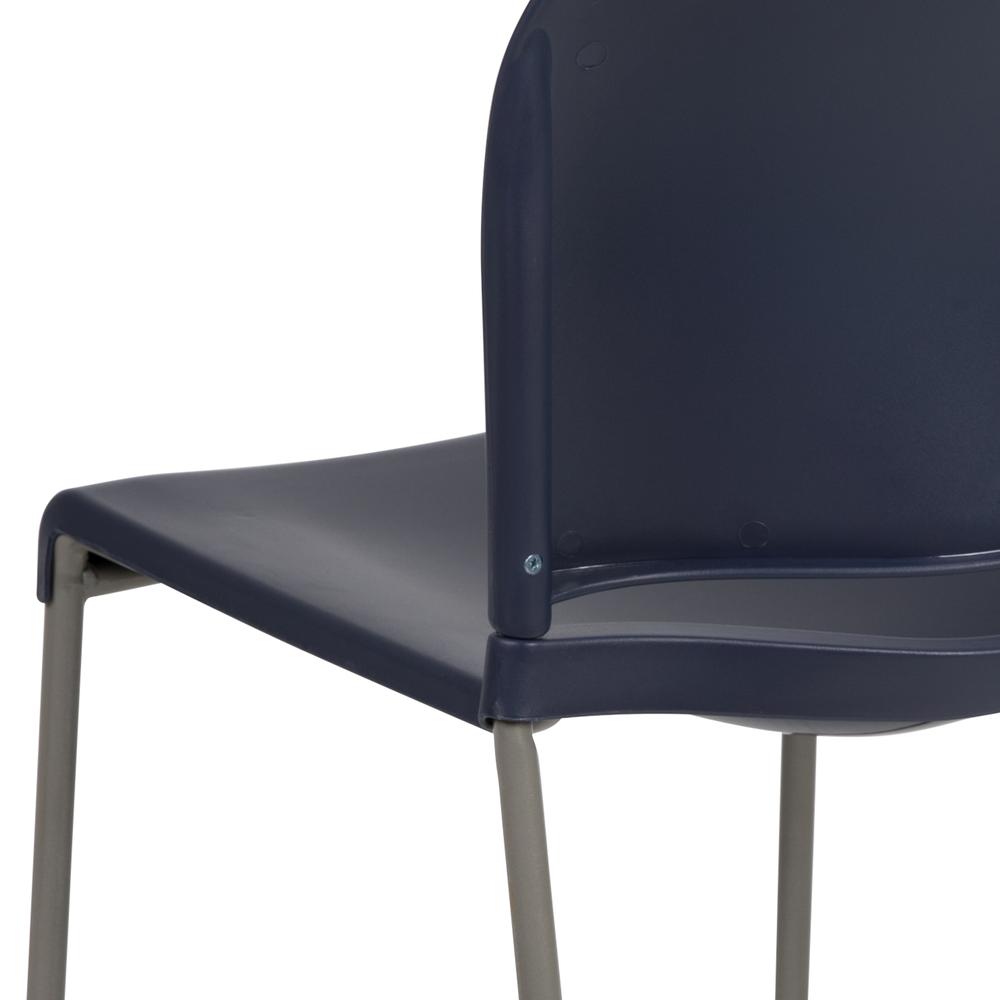 HERCULES Series 880 lb. Capacity Navy Full Back Contoured Stack Chair with Gray Powder Coated Sled Base. Picture 8