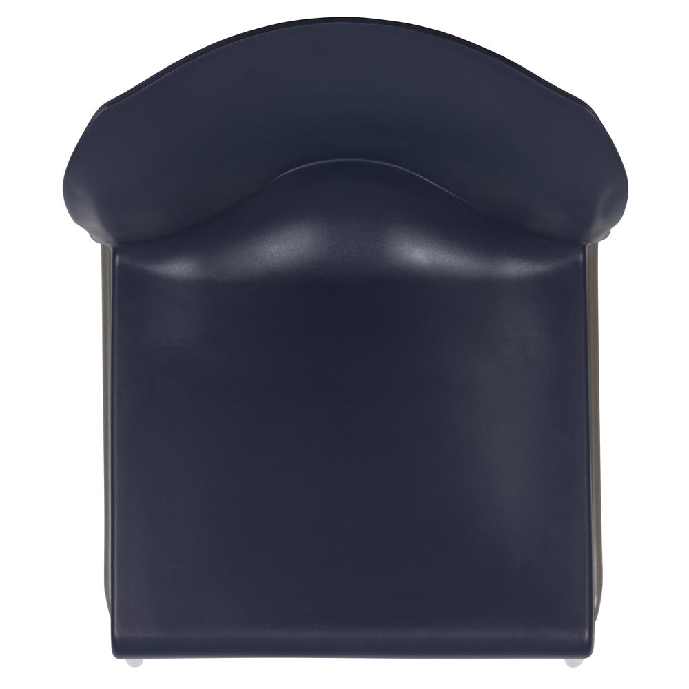 HERCULES Series 880 lb. Capacity Navy Full Back Contoured Stack Chair with Gray Powder Coated Sled Base. Picture 9