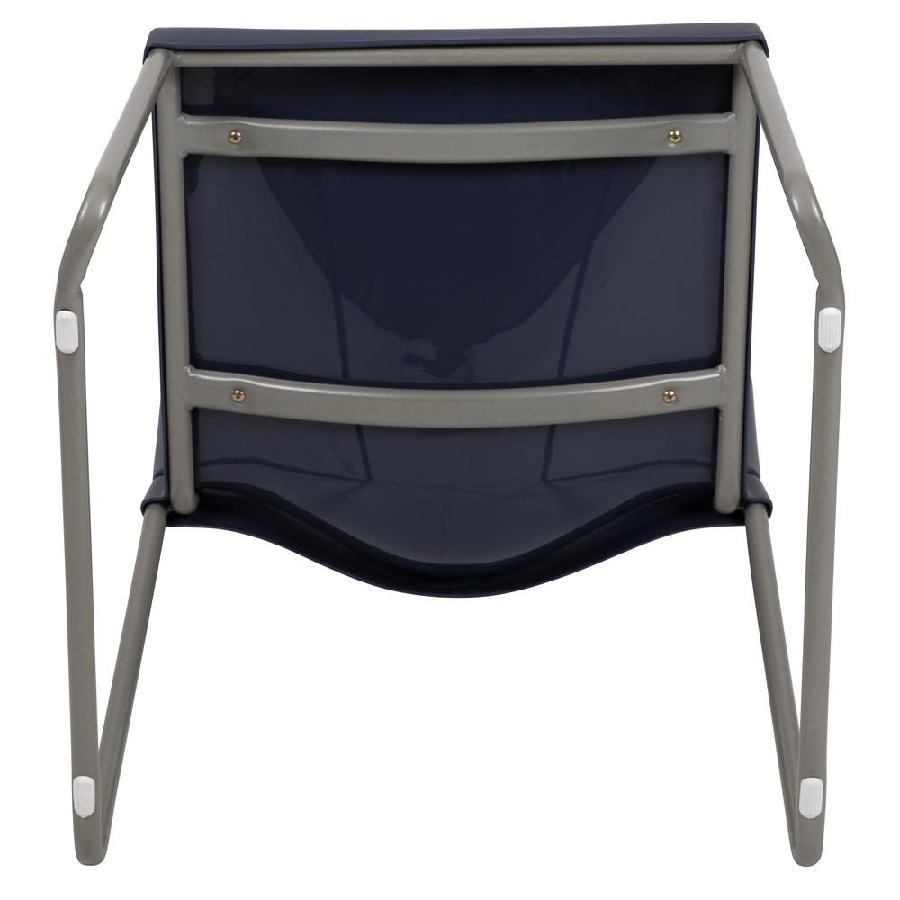 HERCULES Series 880 lb. Capacity Navy Full Back Contoured Stack Chair with Gray Powder Coated Sled Base. Picture 10