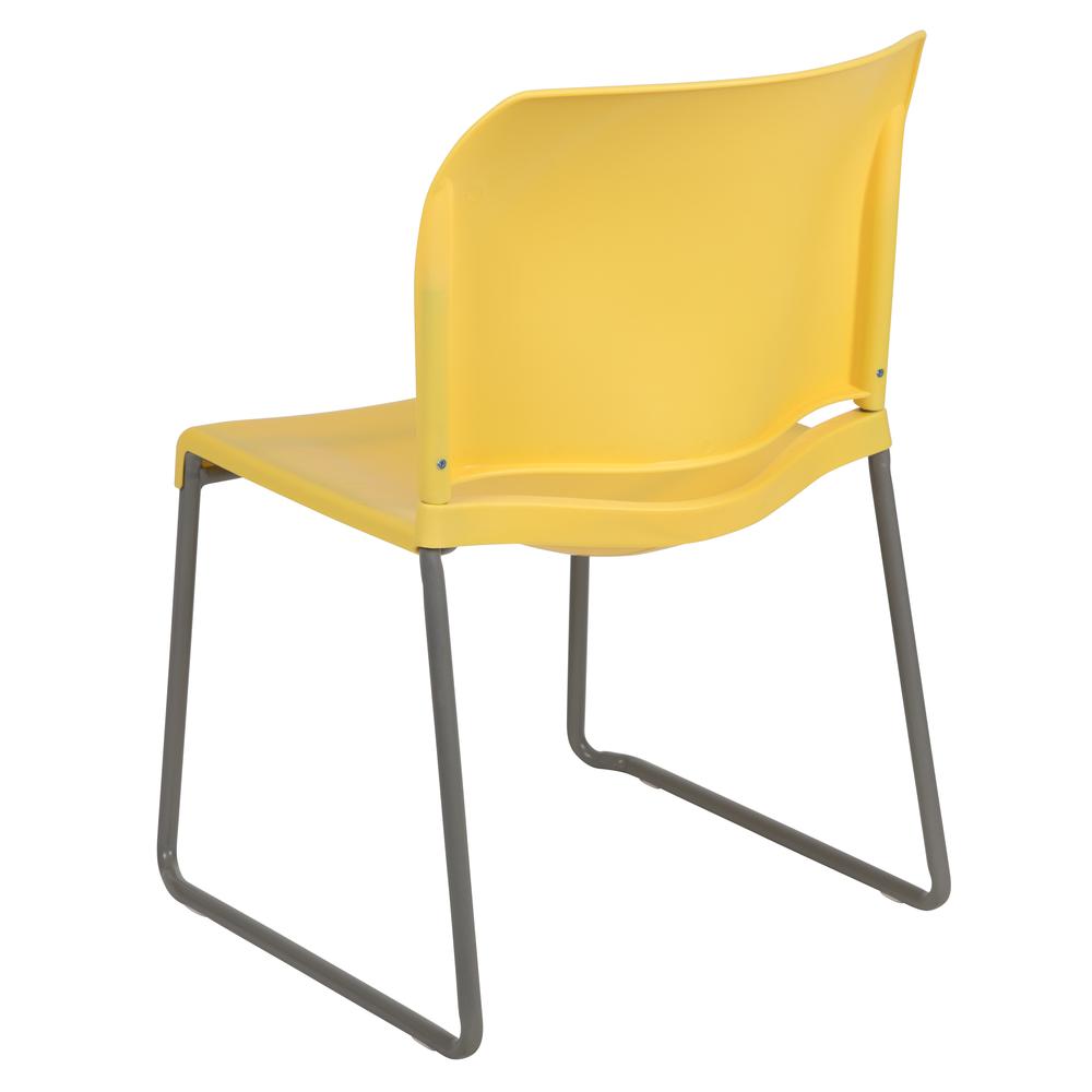 HERCULES Series 880 lb. Capacity Yellow Full Back Contoured Stack Chair with Gray Powder Coated Sled Base. Picture 5