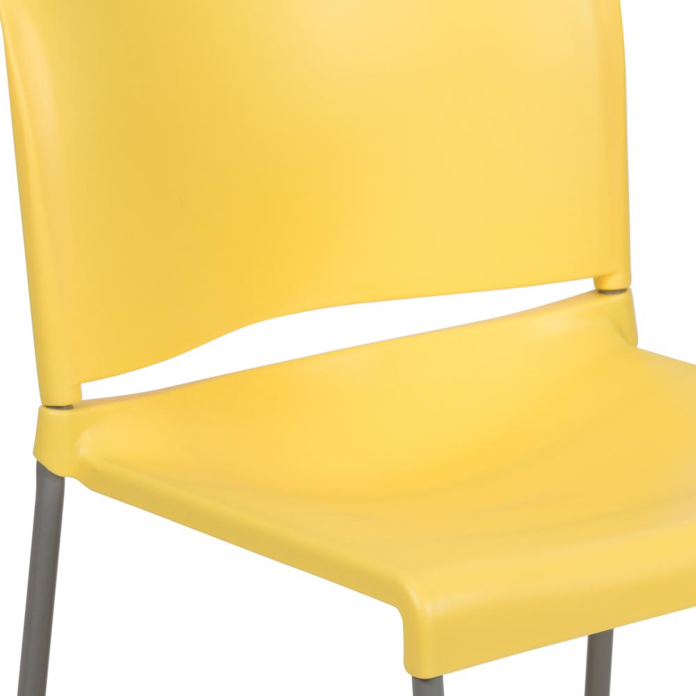 HERCULES Series 880 lb. Capacity Yellow Full Back Contoured Stack Chair with Gray Powder Coated Sled Base. Picture 7