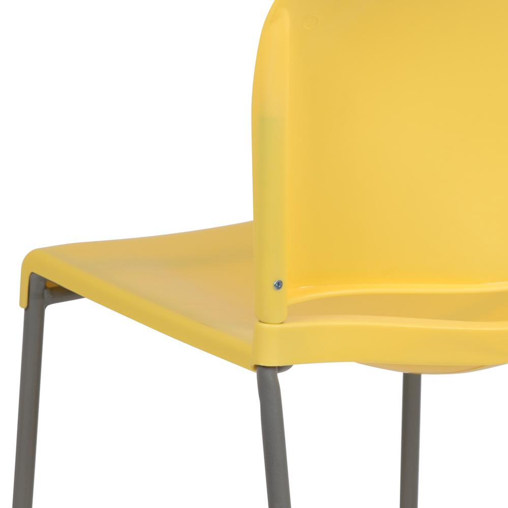 HERCULES Series 880 lb. Capacity Yellow Full Back Contoured Stack Chair with Gray Powder Coated Sled Base. Picture 8