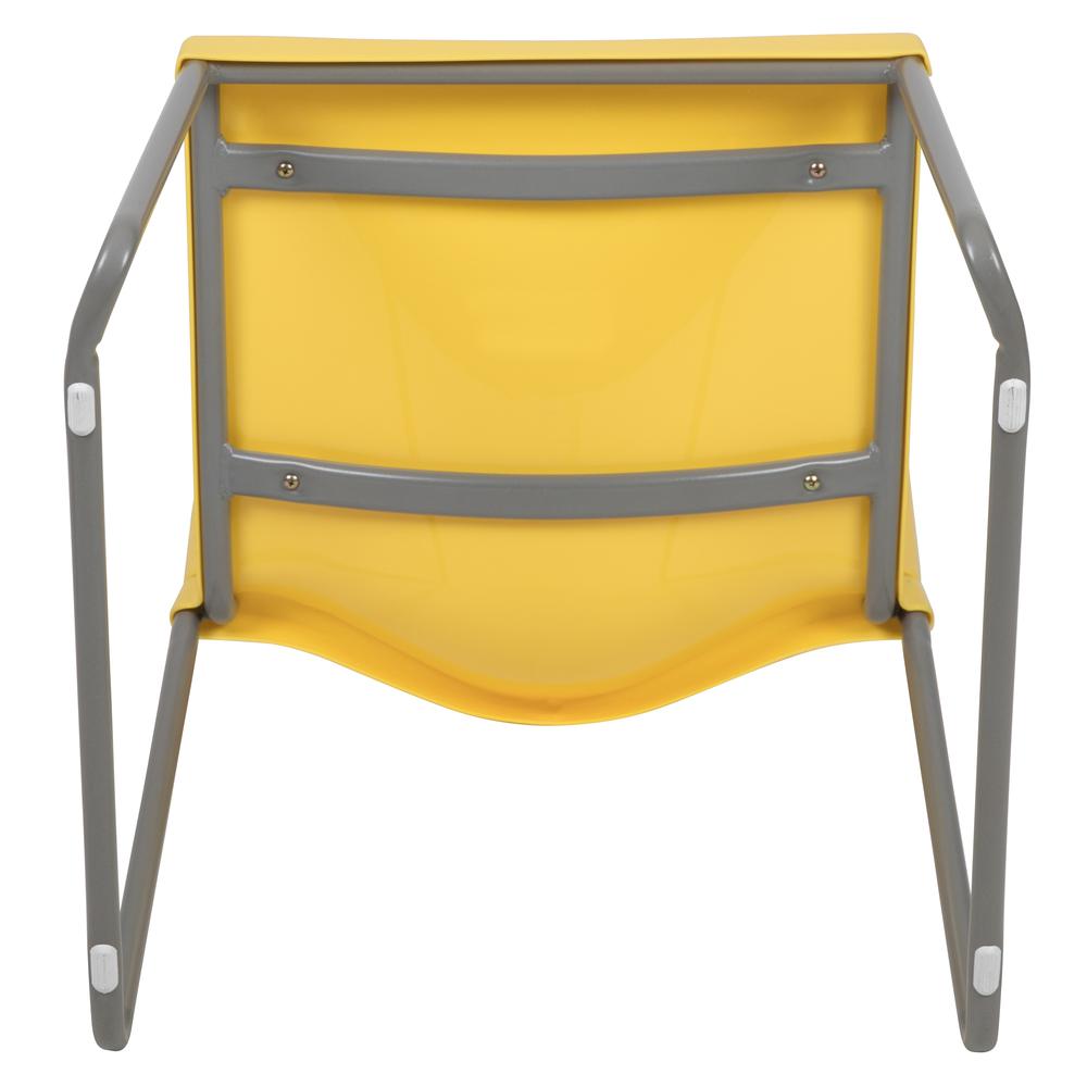 HERCULES Series 880 lb. Capacity Yellow Full Back Contoured Stack Chair with Gray Powder Coated Sled Base. Picture 10