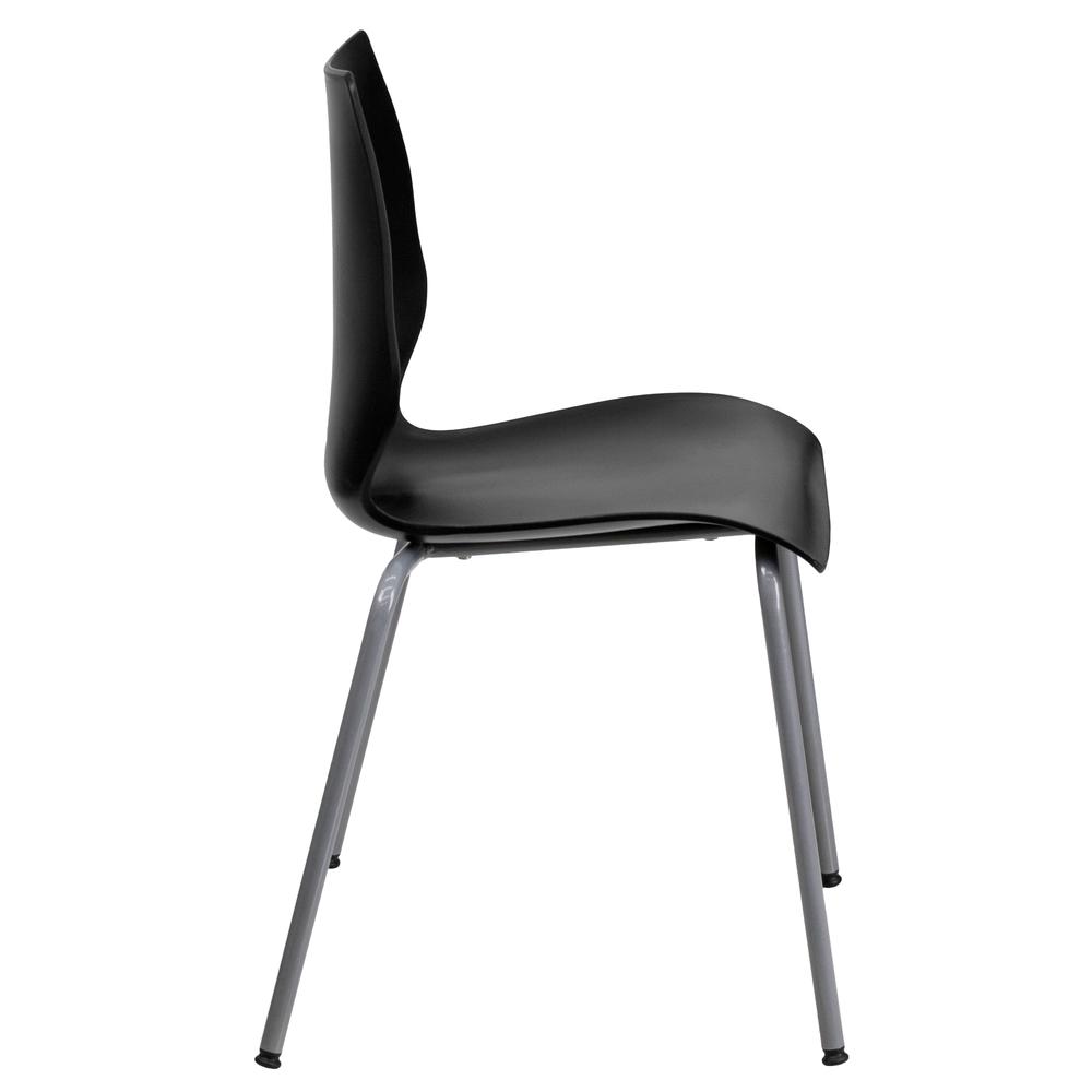 770 lb. Capacity Black Stack Chair with Lumbar Support and Silver Frame. Picture 2