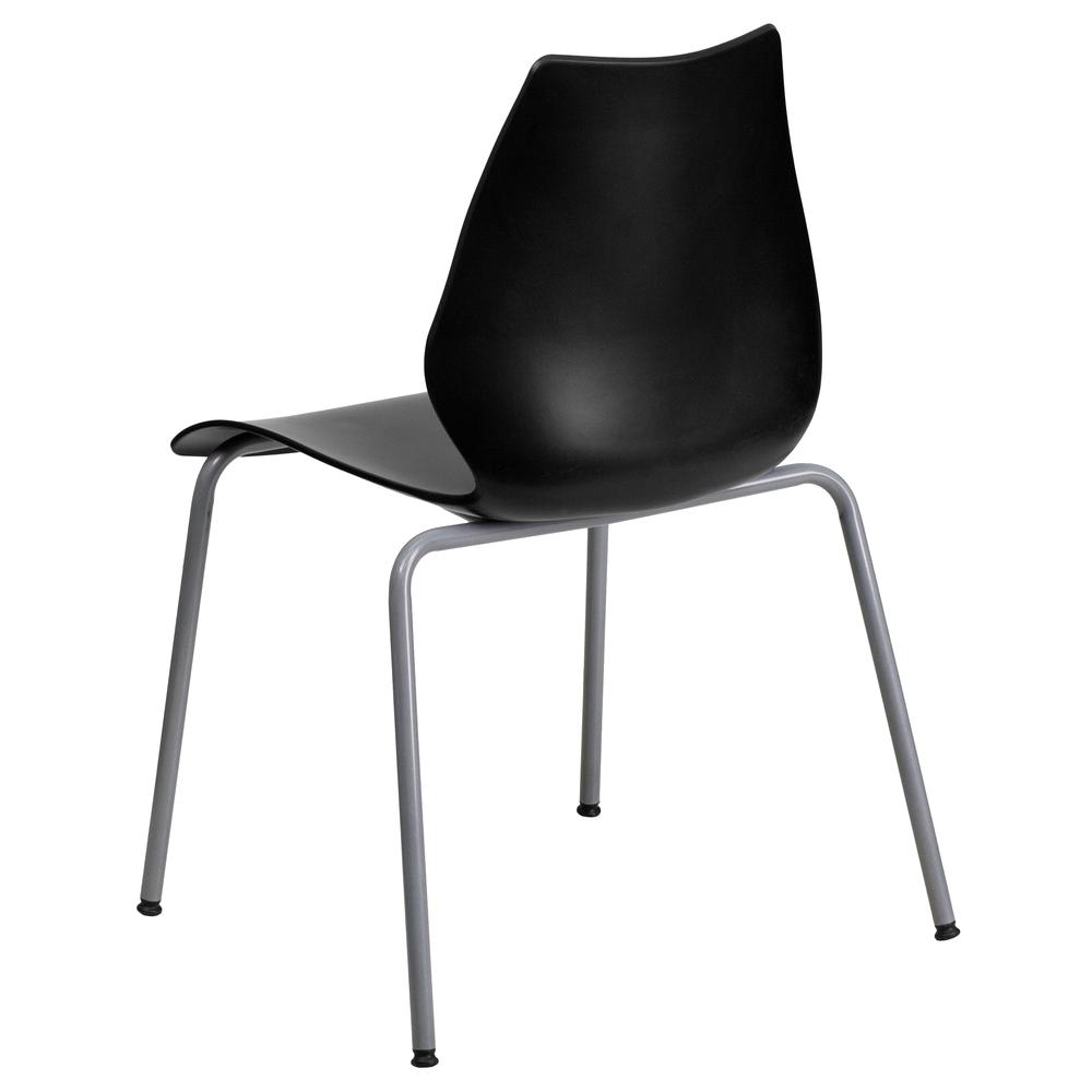 770 lb. Capacity Black Stack Chair with Lumbar Support and Silver Frame. Picture 3