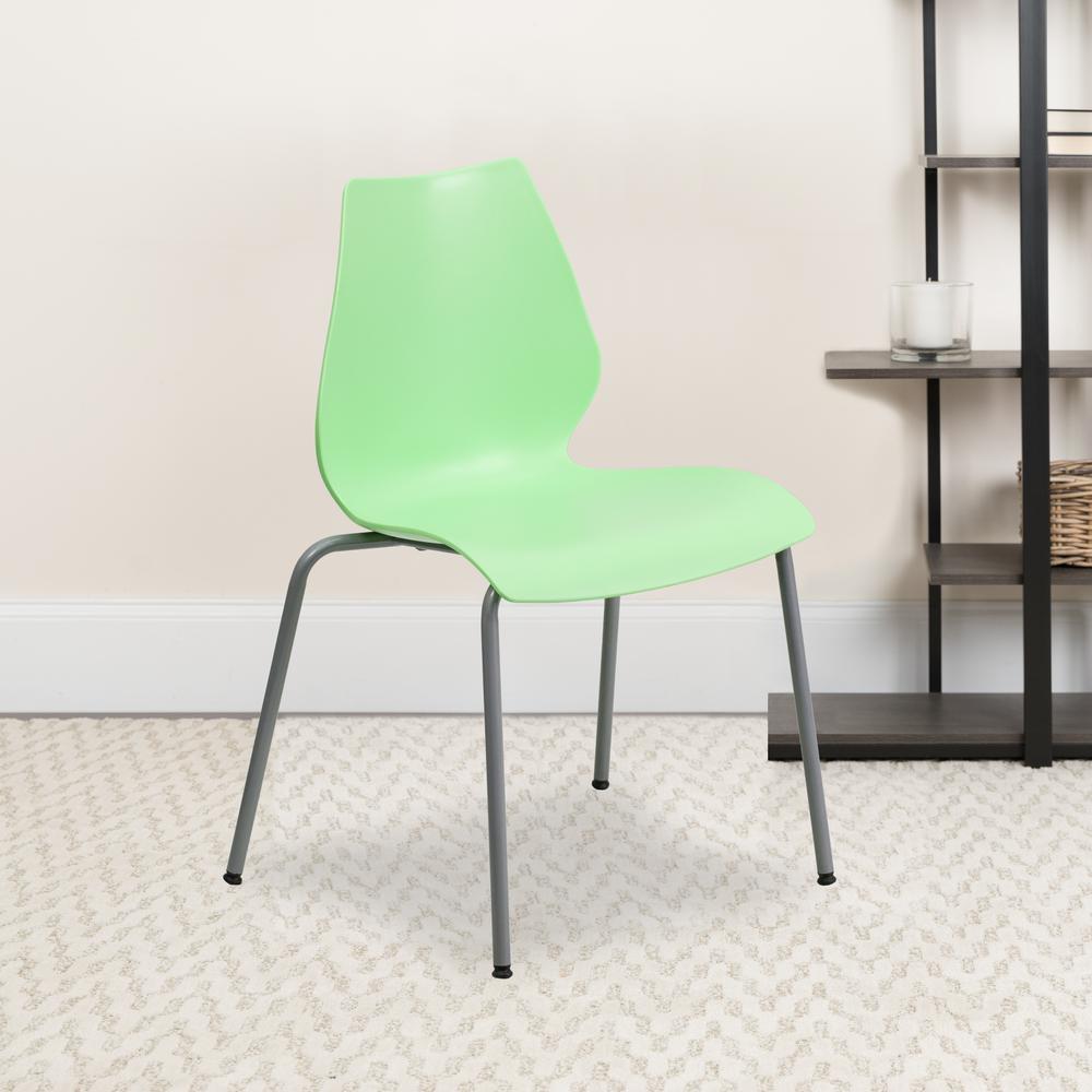 770 lb. Capacity Green Stack Chair with Lumbar Support and Silver Frame. Picture 5