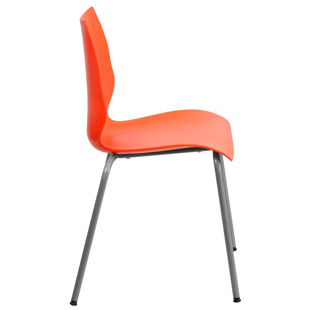 770 lb. Capacity Orange Stack Chair with Lumbar Support and Silver Frame. Picture 2