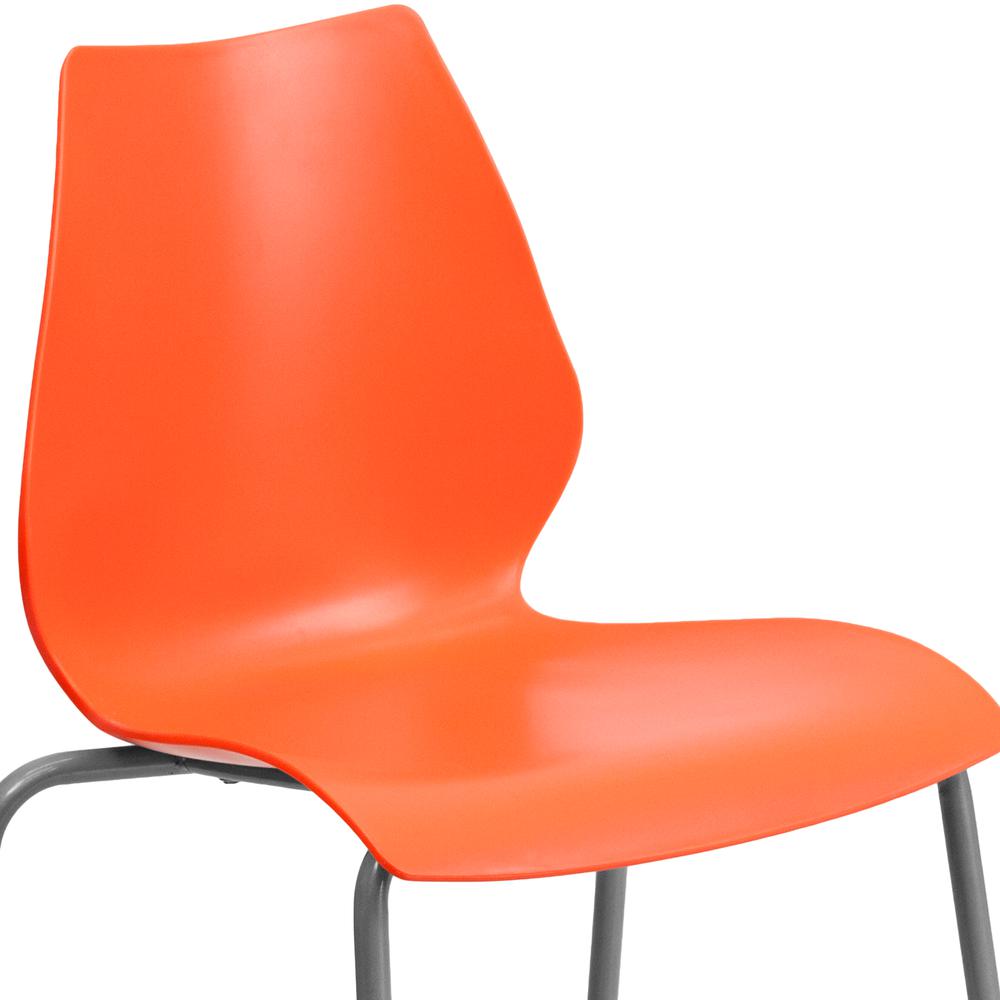 770 lb. Capacity Orange Stack Chair with Lumbar Support and Silver Frame. Picture 5