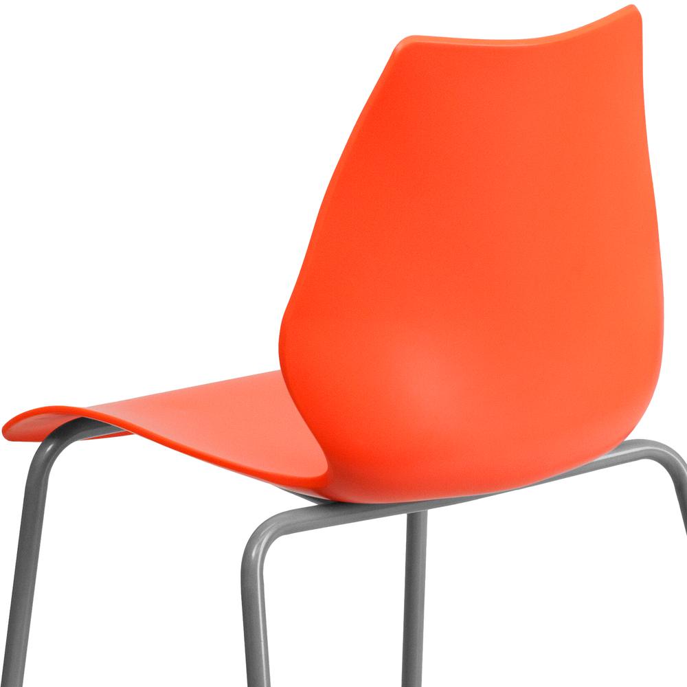 770 lb. Capacity Orange Stack Chair with Lumbar Support and Silver Frame. Picture 6