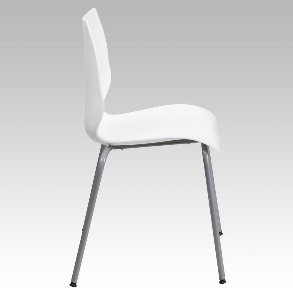 770 lb. Capacity White Stack Chair with Lumbar Support and Silver Frame. Picture 2