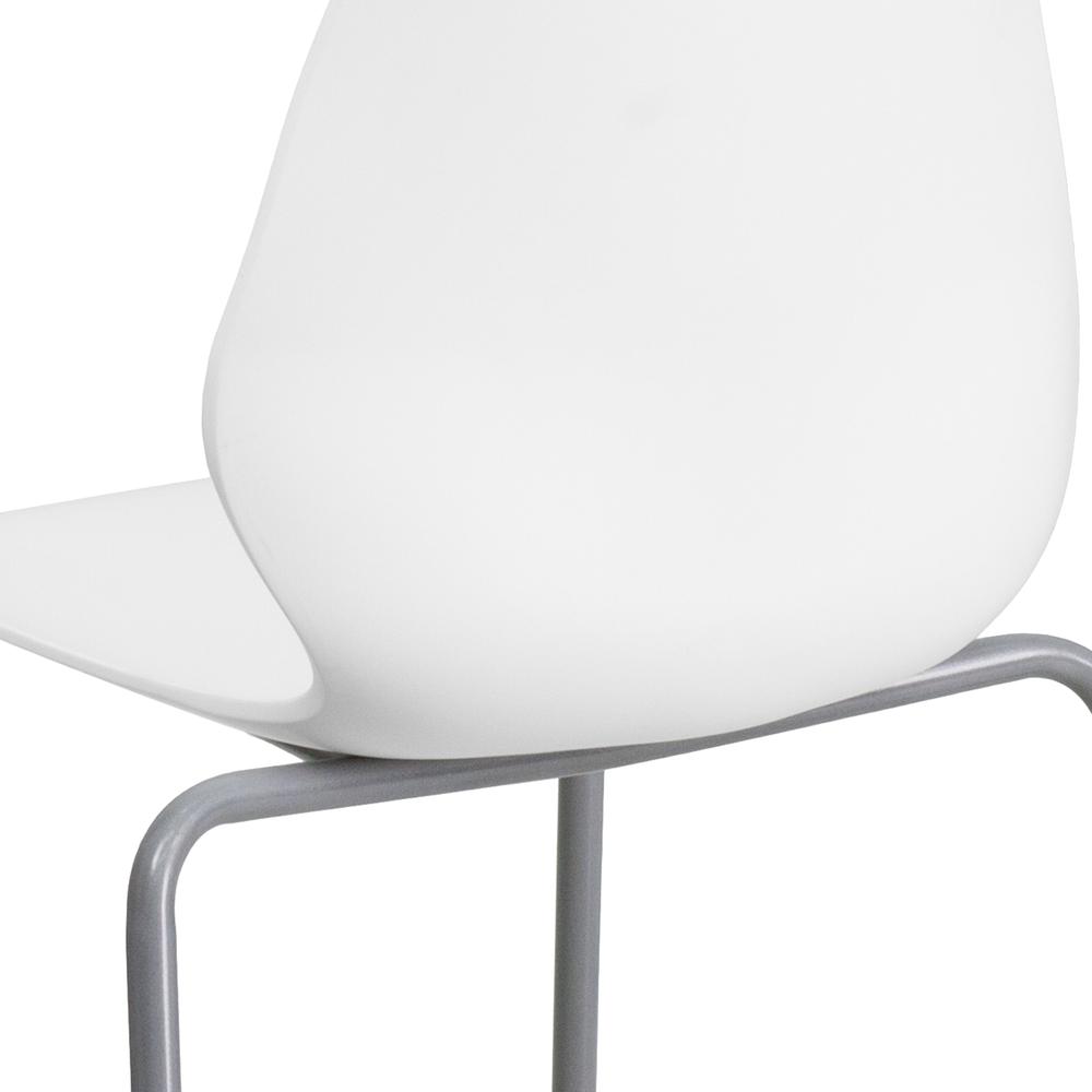770 lb. Capacity White Stack Chair with Lumbar Support and Silver Frame. Picture 7