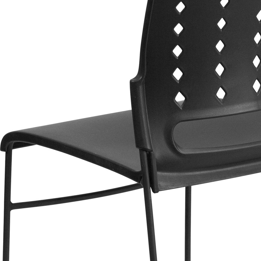881 lb. Capacity Black Sled Base Stack Chair with Carry Handle and Air-Vent Back. Picture 6