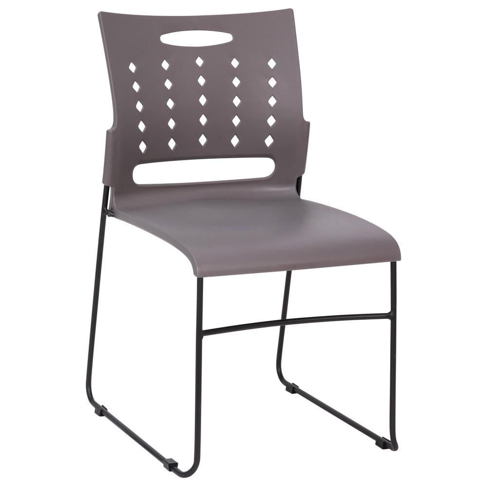 HERCULES Series 881 lb. Capacity Gray Sled Base Stack Chair with Air-Vent Back. Picture 2