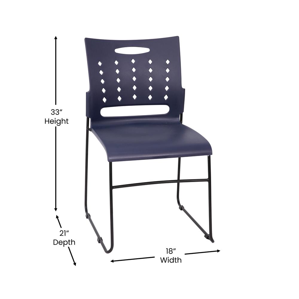 HERCULES Series 881 lb. Capacity Navy Sled Base Stack Chair with Air-Vent Back. Picture 5