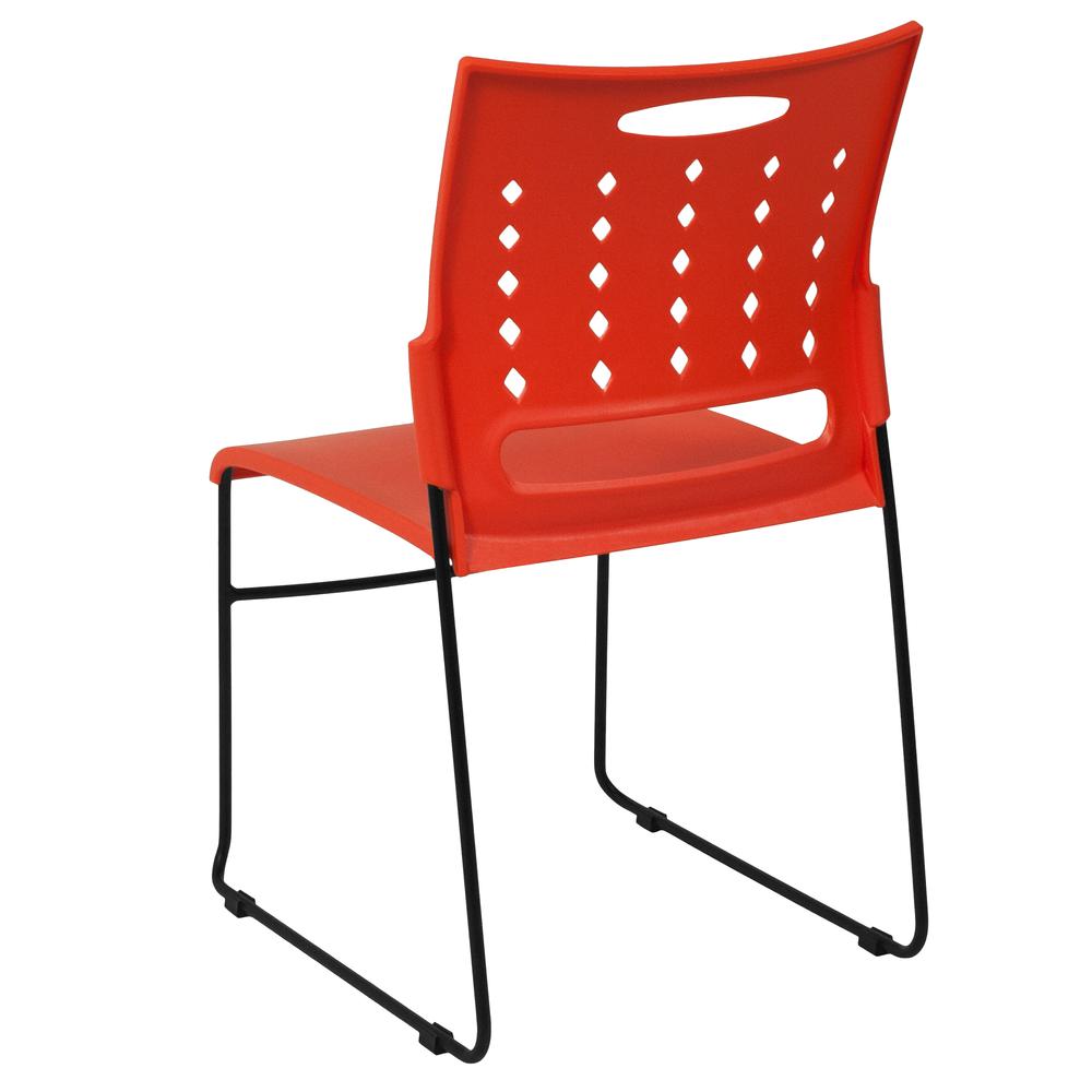 881 lb. Capacity Orange Sled Base Stack Chair with Carry Handle and Air-Vent Back. Picture 3