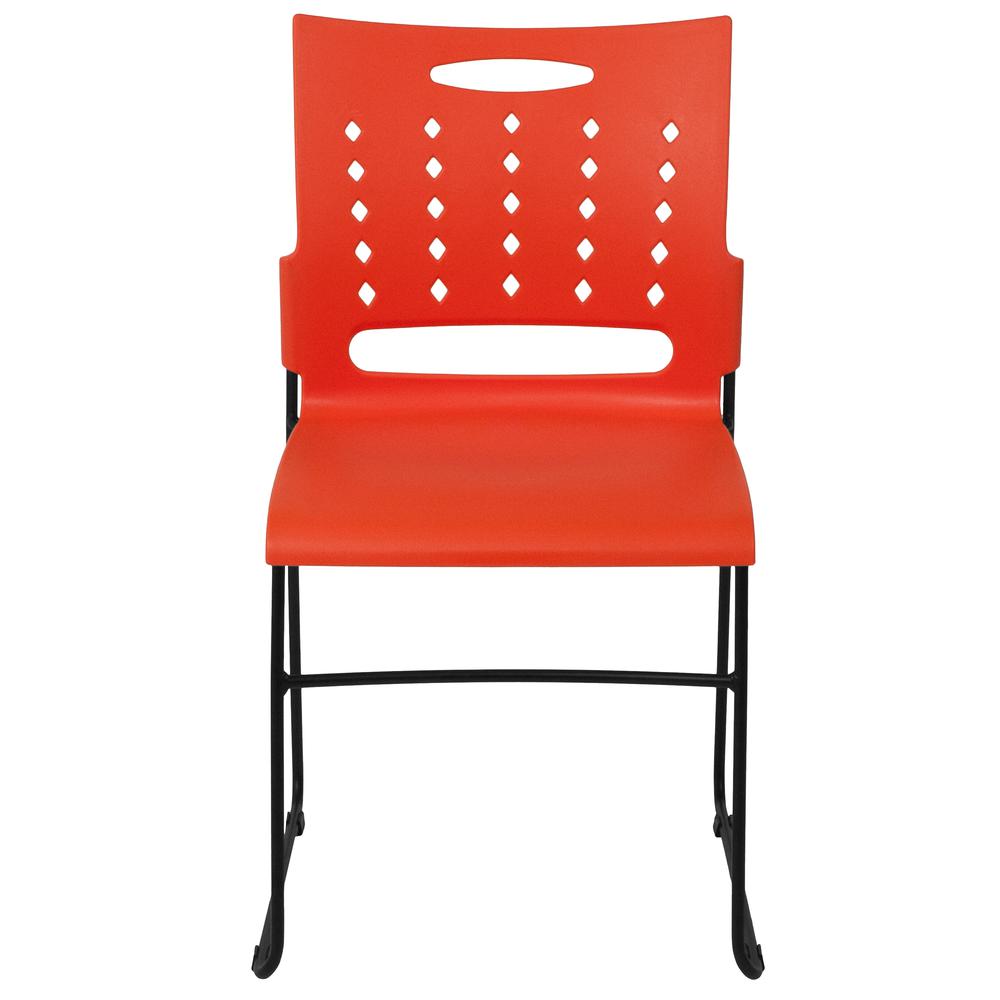 881 lb. Capacity Orange Sled Base Stack Chair with Air-Vent Back. Picture 4