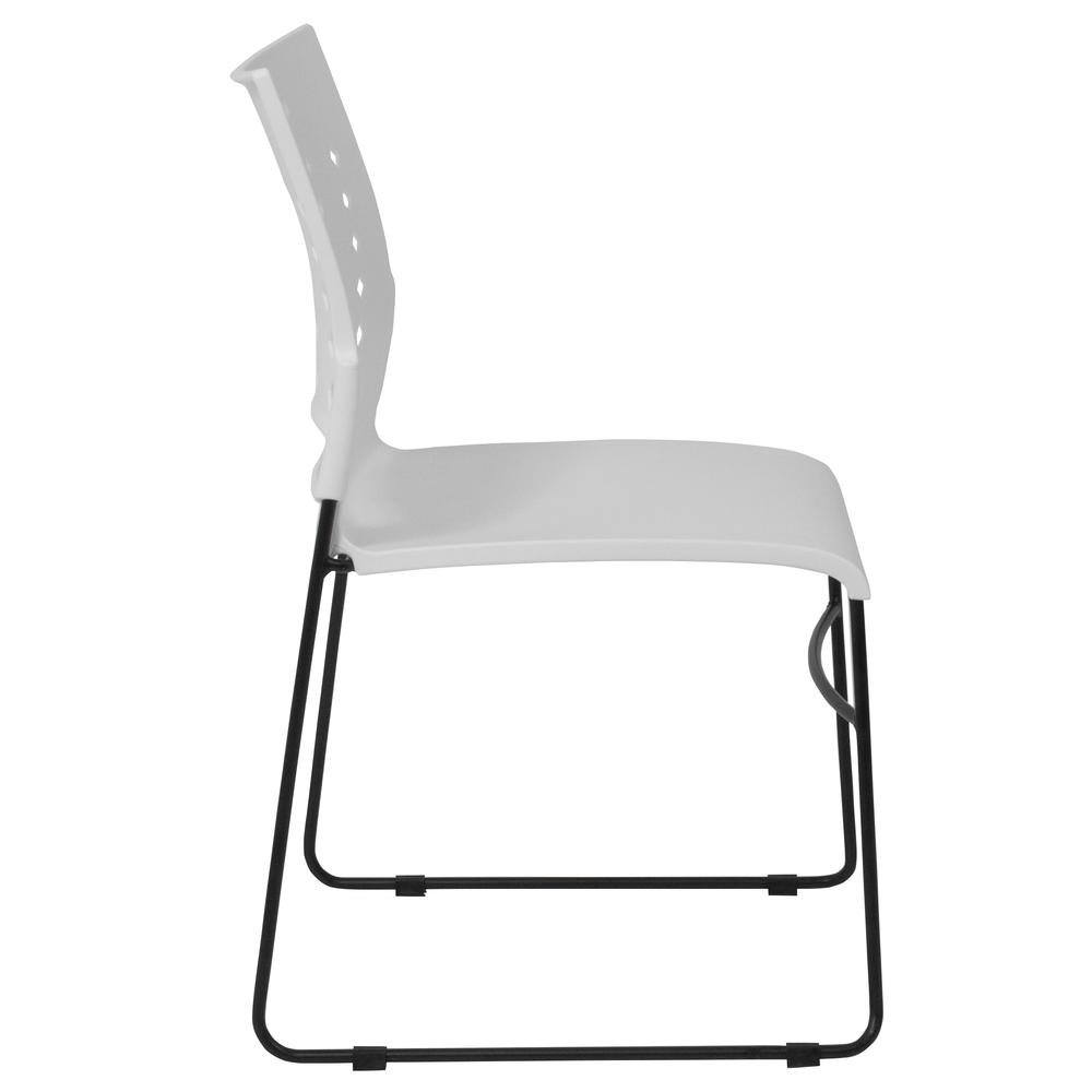 881 lb. Capacity White Sled Base Stack Chair with Carry Handle and Air-Vent Back. Picture 2