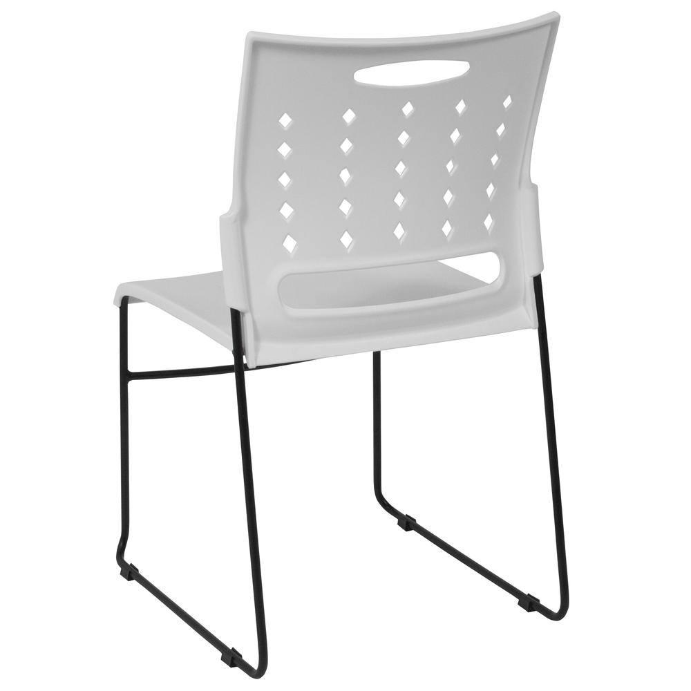 881 lb. Capacity White Sled Base Stack Chair with Carry Handle and Air-Vent Back. Picture 3