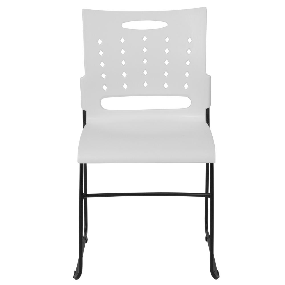 881 lb. Capacity White Sled Base Stack Chair with Carry Handle and Air-Vent Back. Picture 4