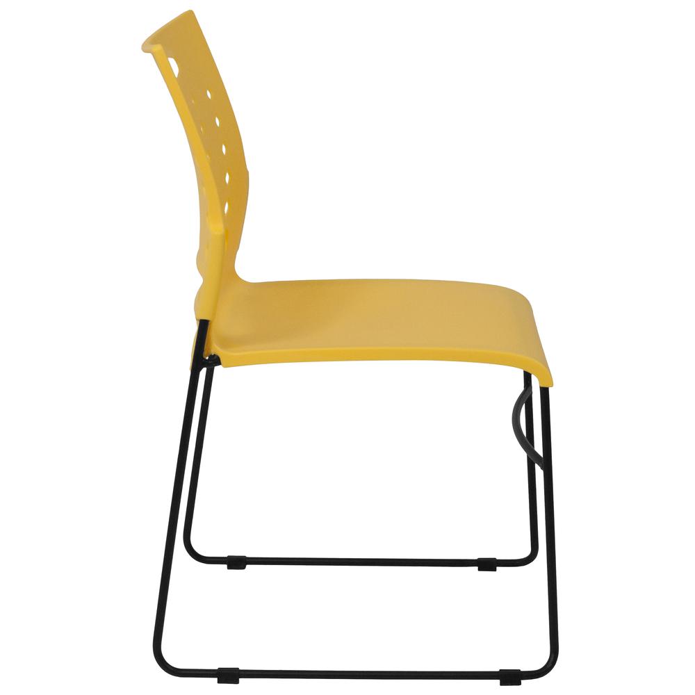 881 lb. Capacity Yellow Sled Base Stack Chair with Carry Handle and Air-Vent Back. Picture 2