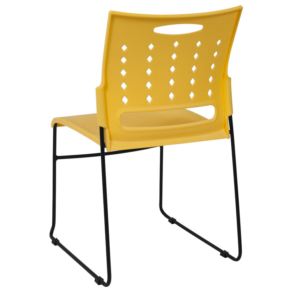 881 lb. Capacity Yellow Sled Base Stack Chair with Carry Handle and Air-Vent Back. Picture 3