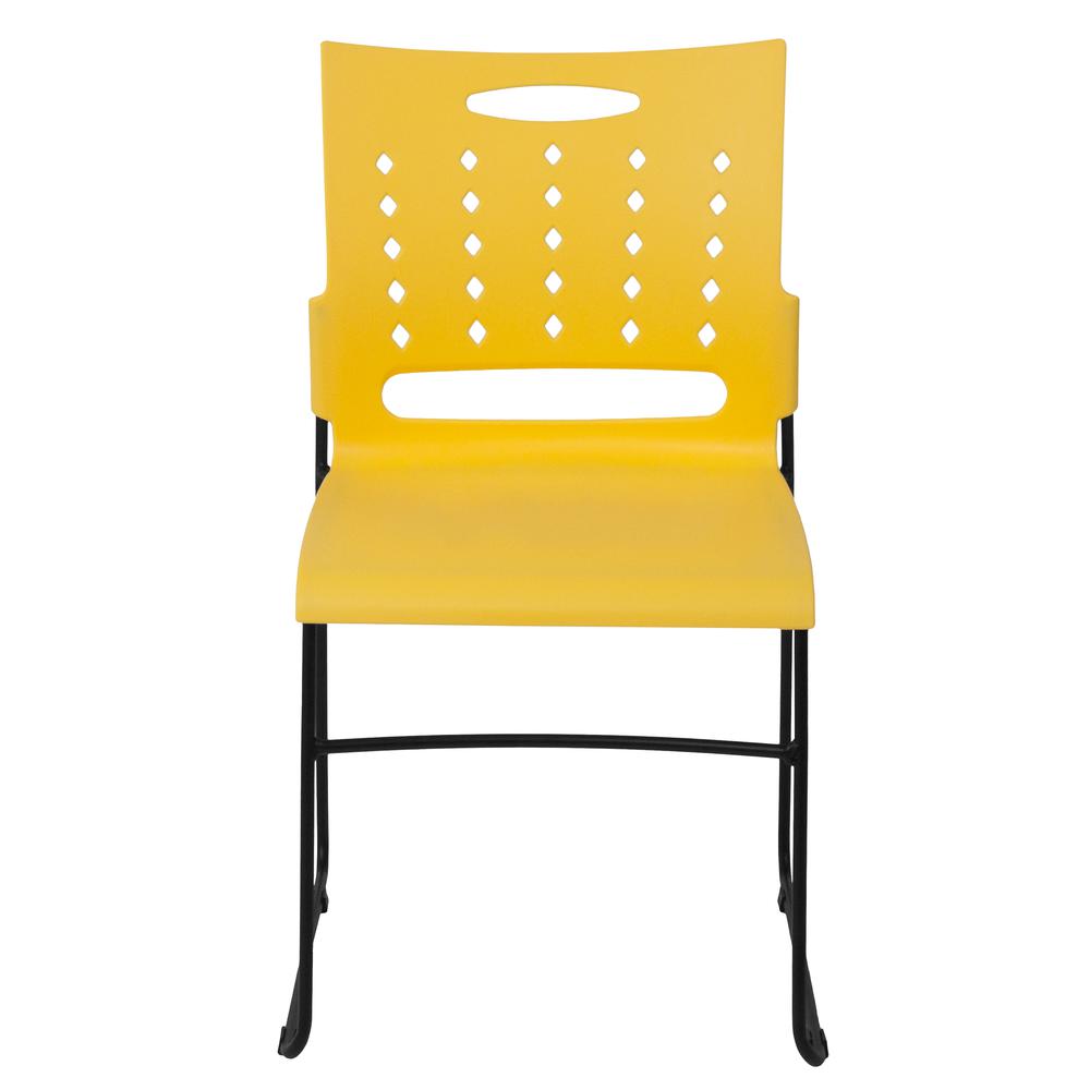 881 lb. Capacity Yellow Sled Base Stack Chair with Carry Handle and Air-Vent Back. Picture 4
