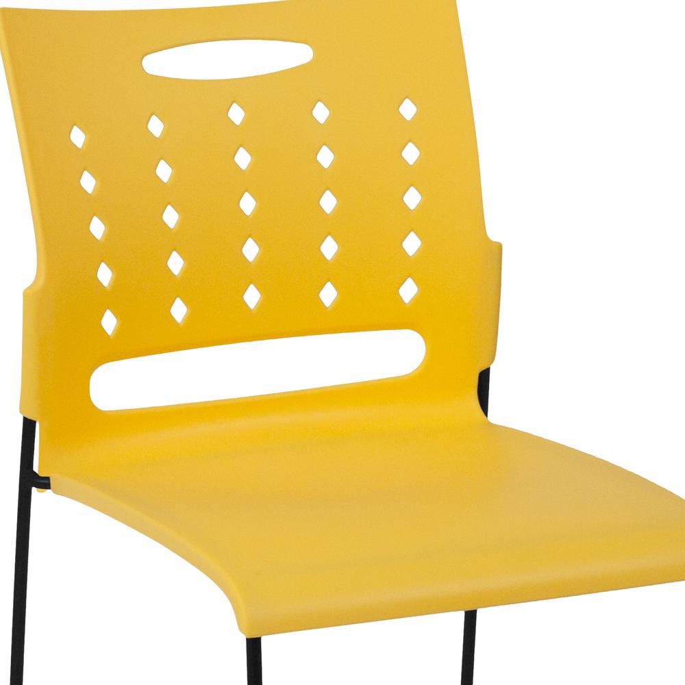 881 lb. Capacity Yellow Sled Base Stack Chair with Carry Handle and Air-Vent Back. Picture 5