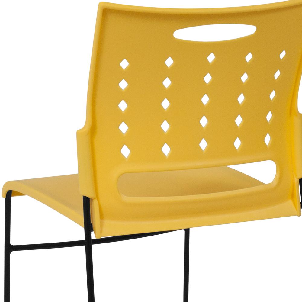 881 lb. Capacity Yellow Sled Base Stack Chair with Carry Handle and Air-Vent Back. Picture 6