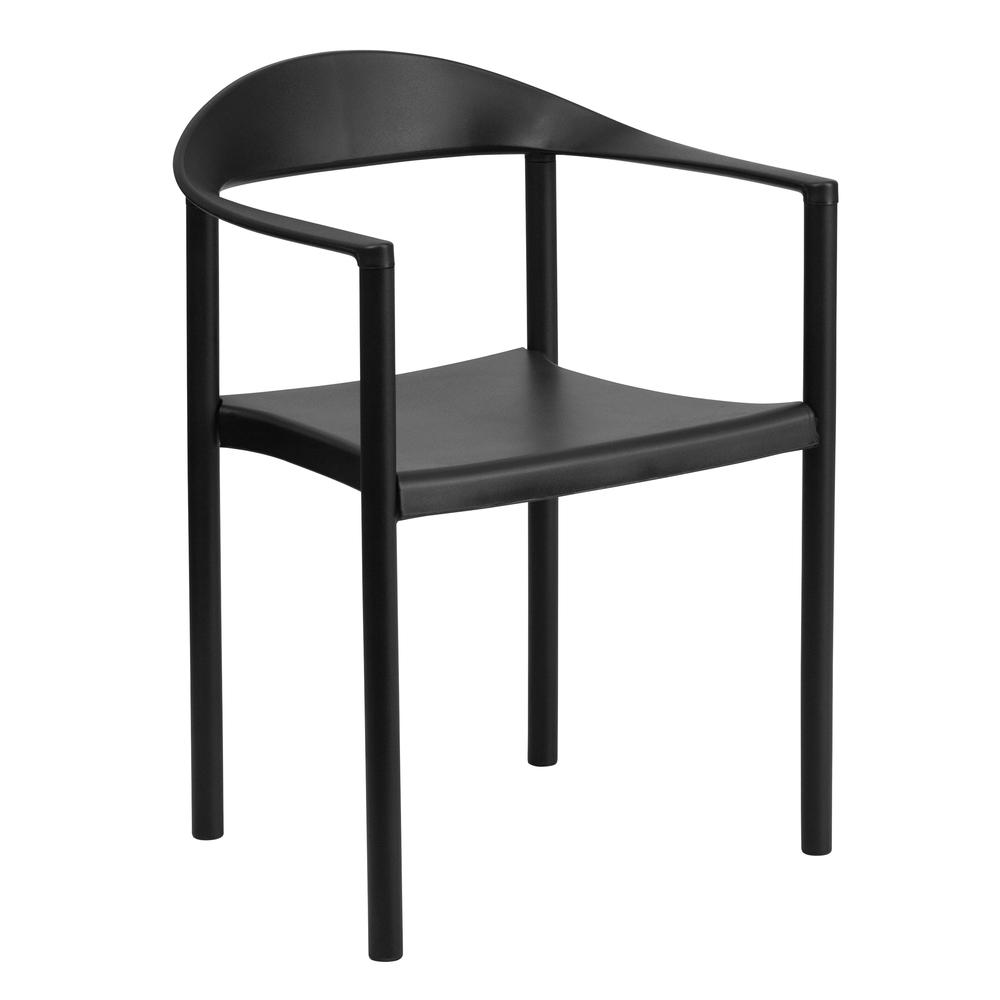 1000 lb. Capacity Black Plastic Cafe Stack Chair. Picture 1