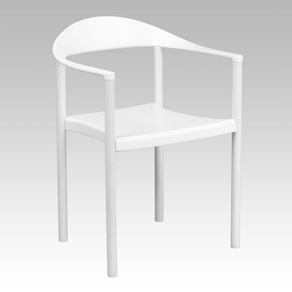 1000 lb. Capacity White Plastic Cafe Stack Chair. Picture 1