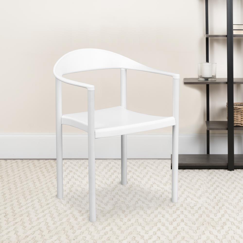 1000 lb. Capacity White Plastic Cafe Stack Chair. Picture 5