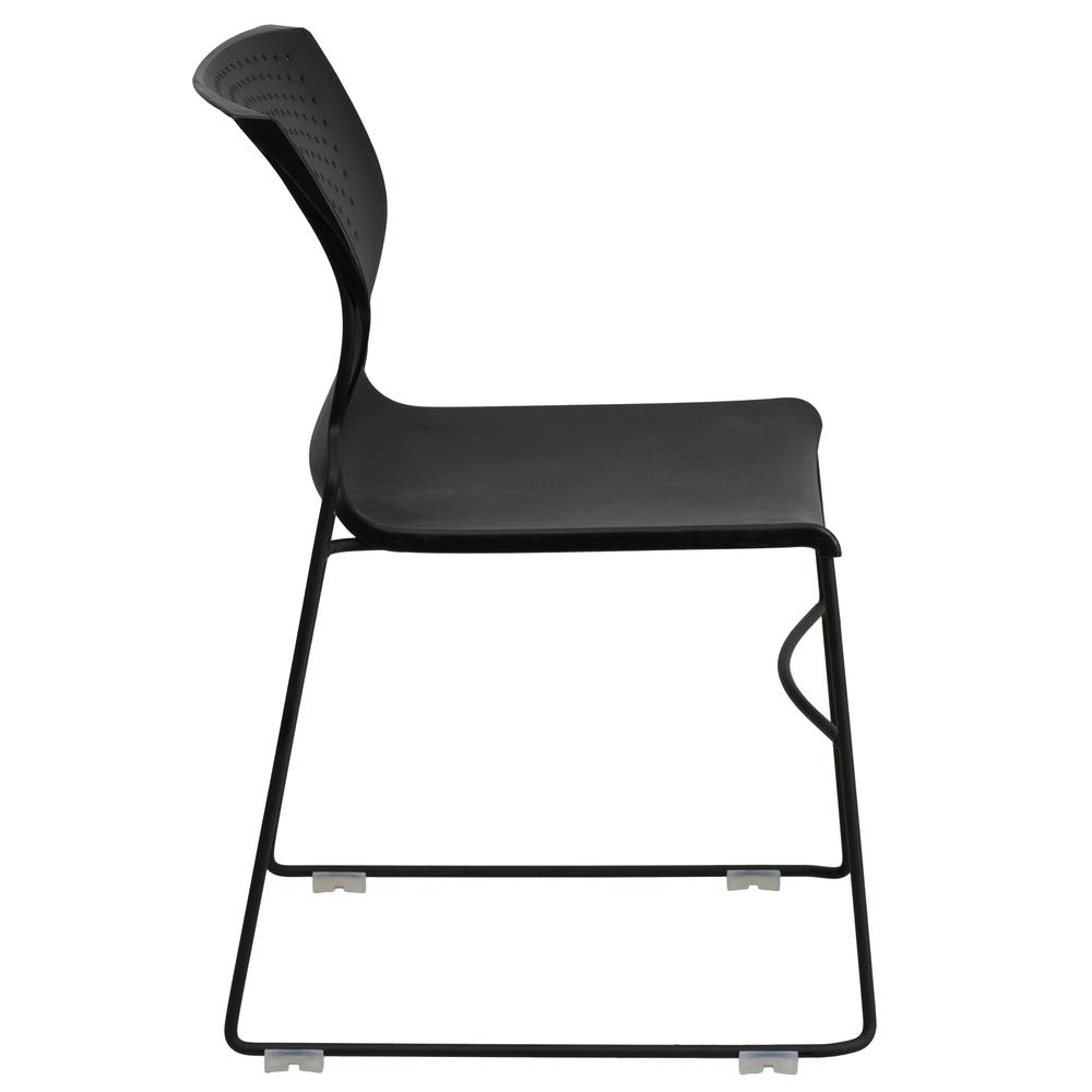 HERCULES Series 661 lb. Capacity Black Full Back Stack Chair with Black Powder Coated Frame. Picture 3