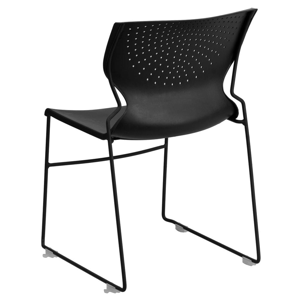661 lb. Capacity Black Full Back Stack Chair with Black Powder Coated Frame. Picture 3