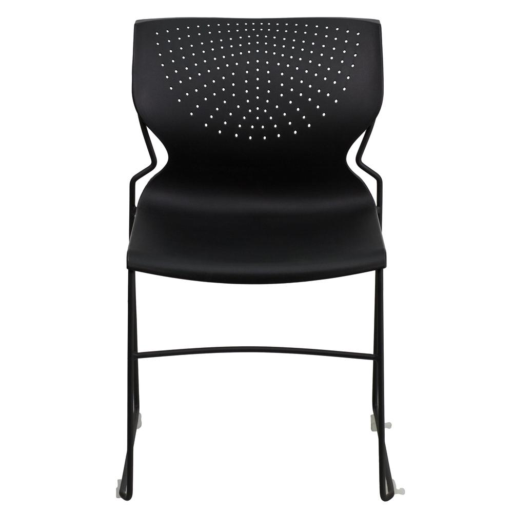HERCULES Series 661 lb. Capacity Black Full Back Stack Chair with Black Powder Coated Frame. Picture 4
