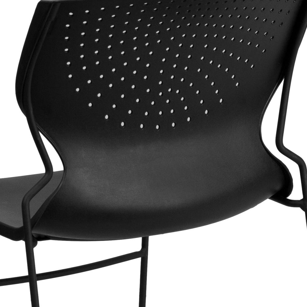 661 lb. Capacity Black Full Back Stack Chair with Black Powder Coated Frame. Picture 7