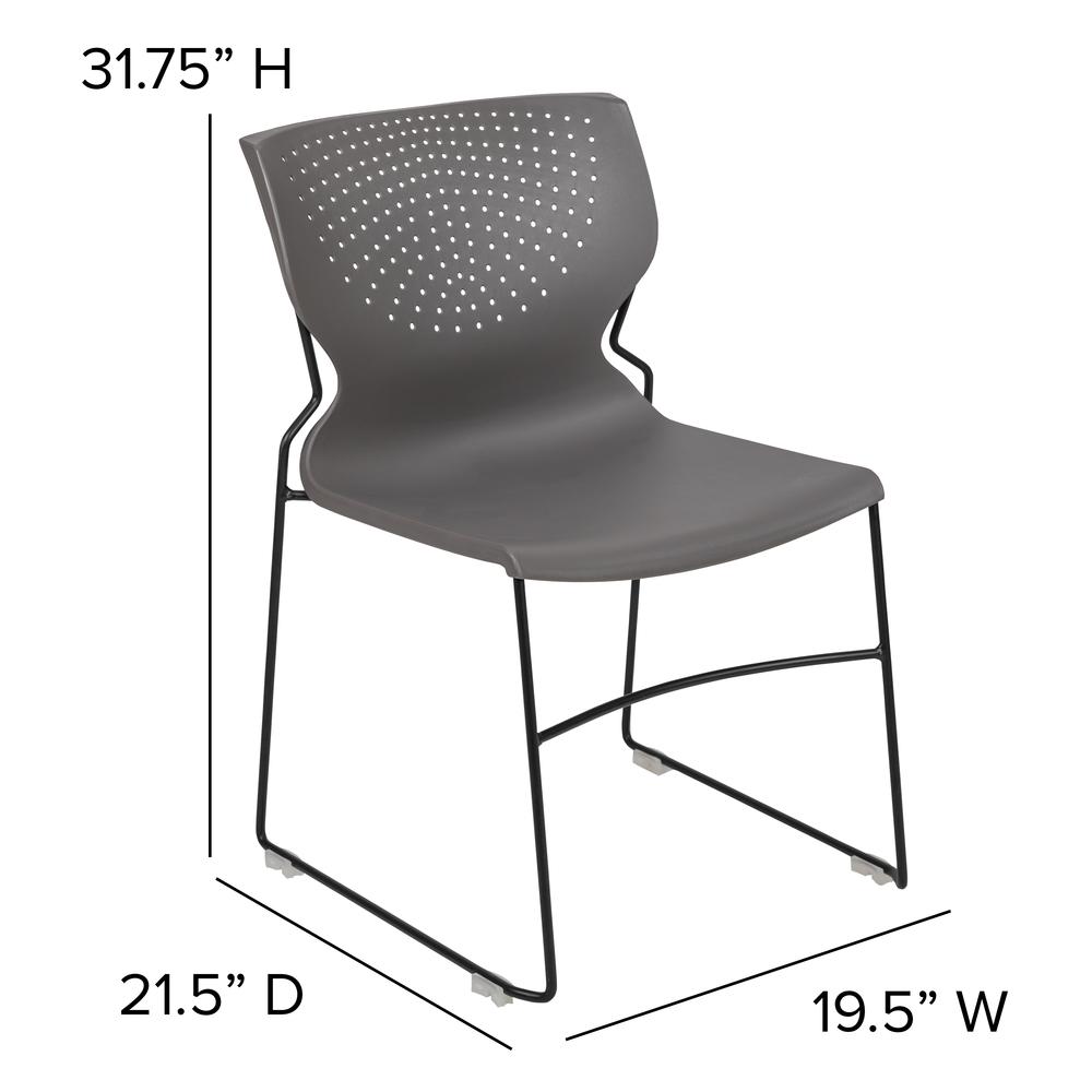 HERCULES Series 661 lb. Capacity Gray Full Back Stack Chair with Black Powder Coated Frame. Picture 2