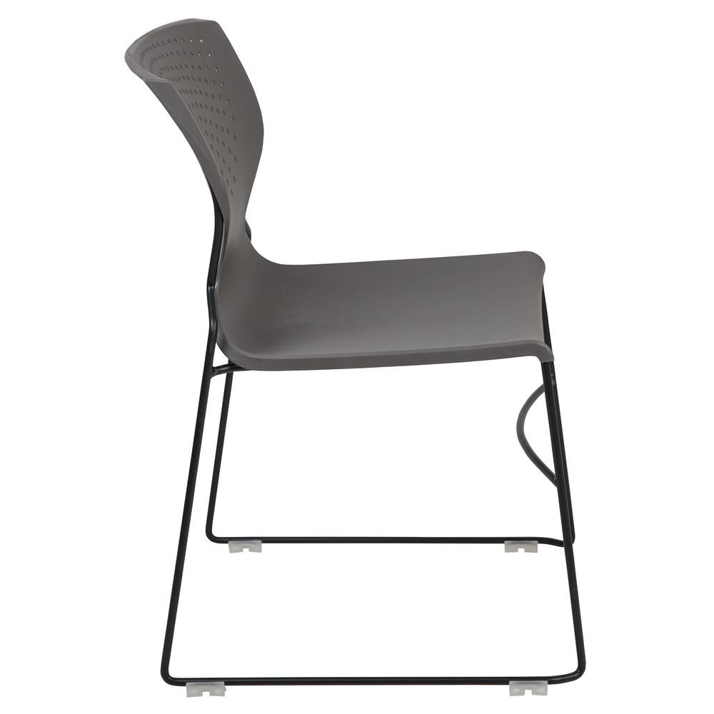 HERCULES Series 661 lb. Capacity Gray Full Back Stack Chair with Black Powder Coated Frame. Picture 3