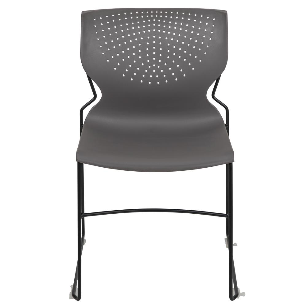 HERCULES Series 661 lb. Capacity Gray Full Back Stack Chair with Black Powder Coated Frame. Picture 5