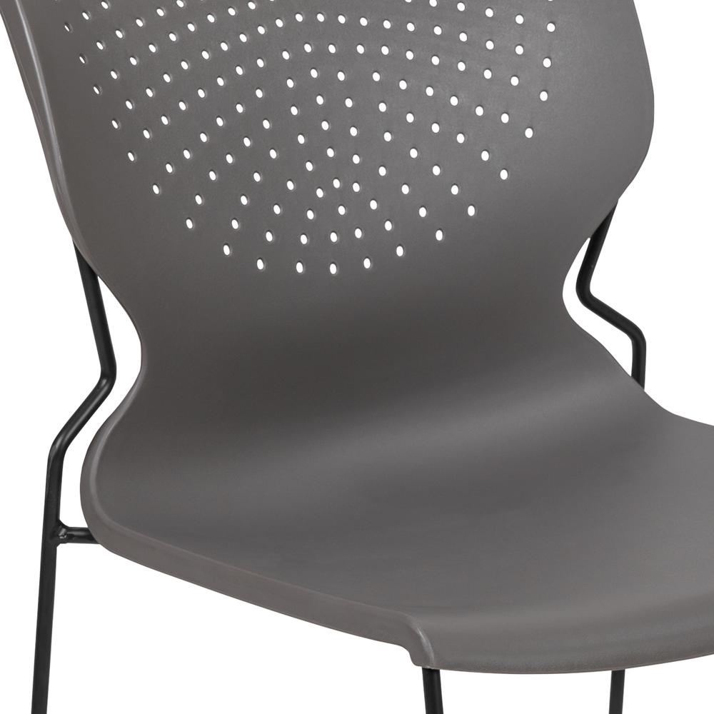 HERCULES Series 661 lb. Capacity Gray Full Back Stack Chair with Black Powder Coated Frame. Picture 7