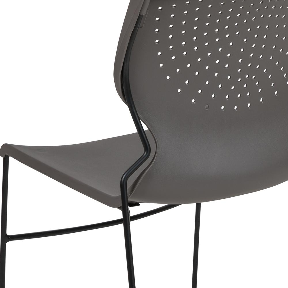 HERCULES Series 661 lb. Capacity Gray Full Back Stack Chair with Black Powder Coated Frame. Picture 8