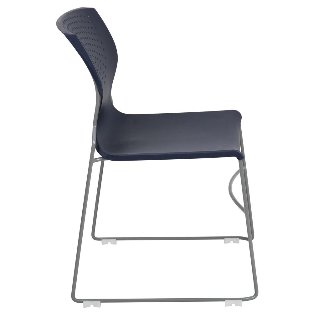 HERCULES Series 661 lb. Capacity Navy Full Back Stack Chair with Gray Powder Coated Frame. Picture 3
