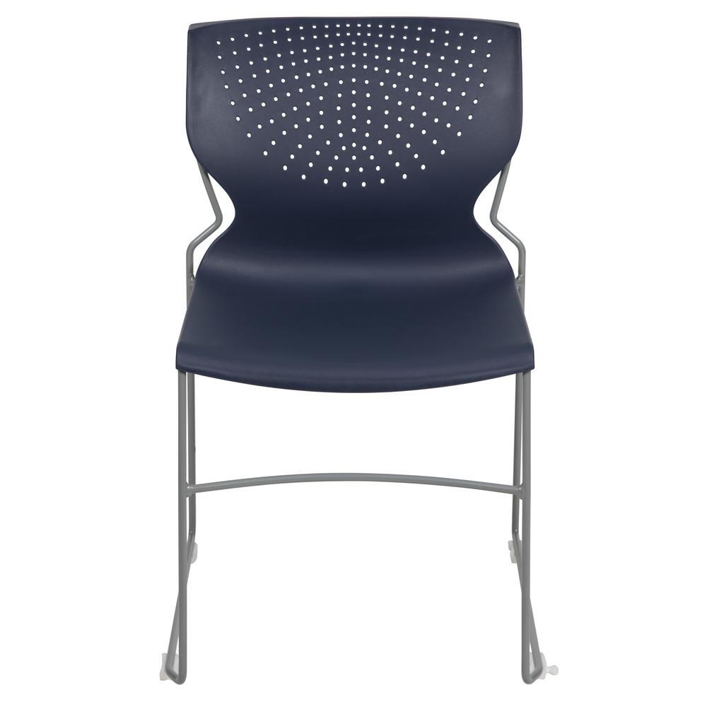 HERCULES Series 661 lb. Capacity Navy Full Back Stack Chair with Gray Powder Coated Frame. Picture 5