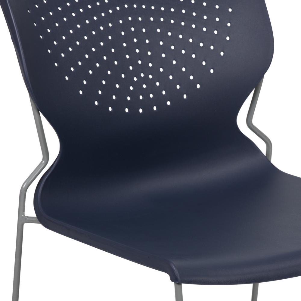 HERCULES Series 661 lb. Capacity Navy Full Back Stack Chair with Gray Powder Coated Frame. Picture 7