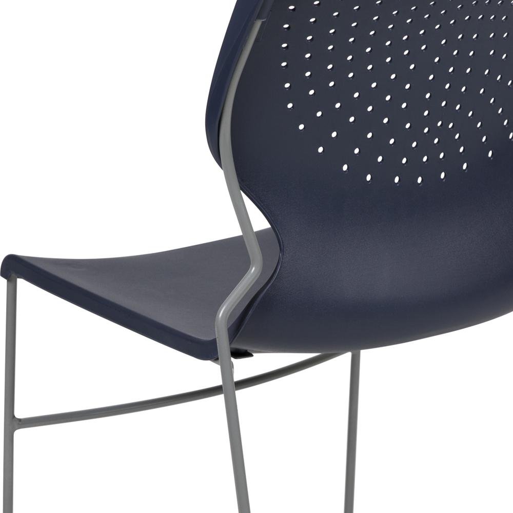 HERCULES Series 661 lb. Capacity Navy Full Back Stack Chair with Gray Powder Coated Frame. Picture 8