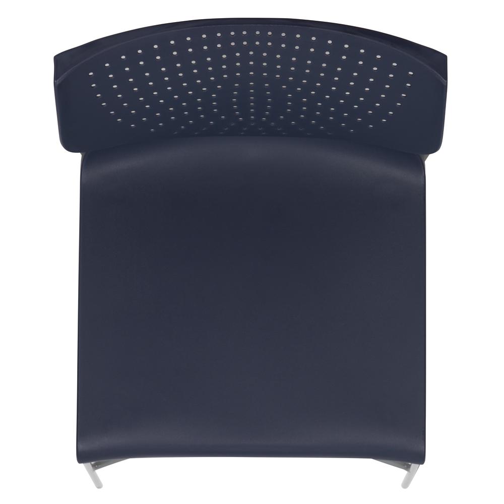 HERCULES Series 661 lb. Capacity Navy Full Back Stack Chair with Gray Powder Coated Frame. Picture 9