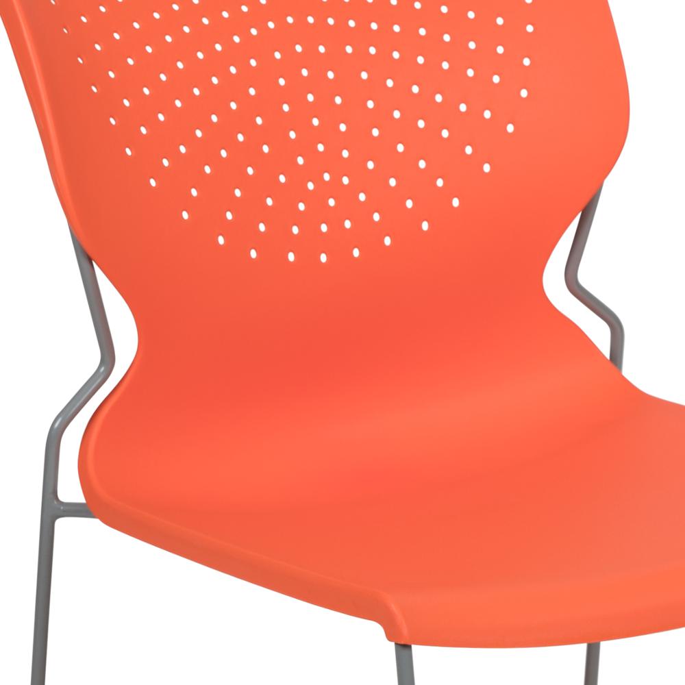 HERCULES Series 661 lb. Capacity Orange Full Back Stack Chair with Gray Powder Coated Frame. Picture 7
