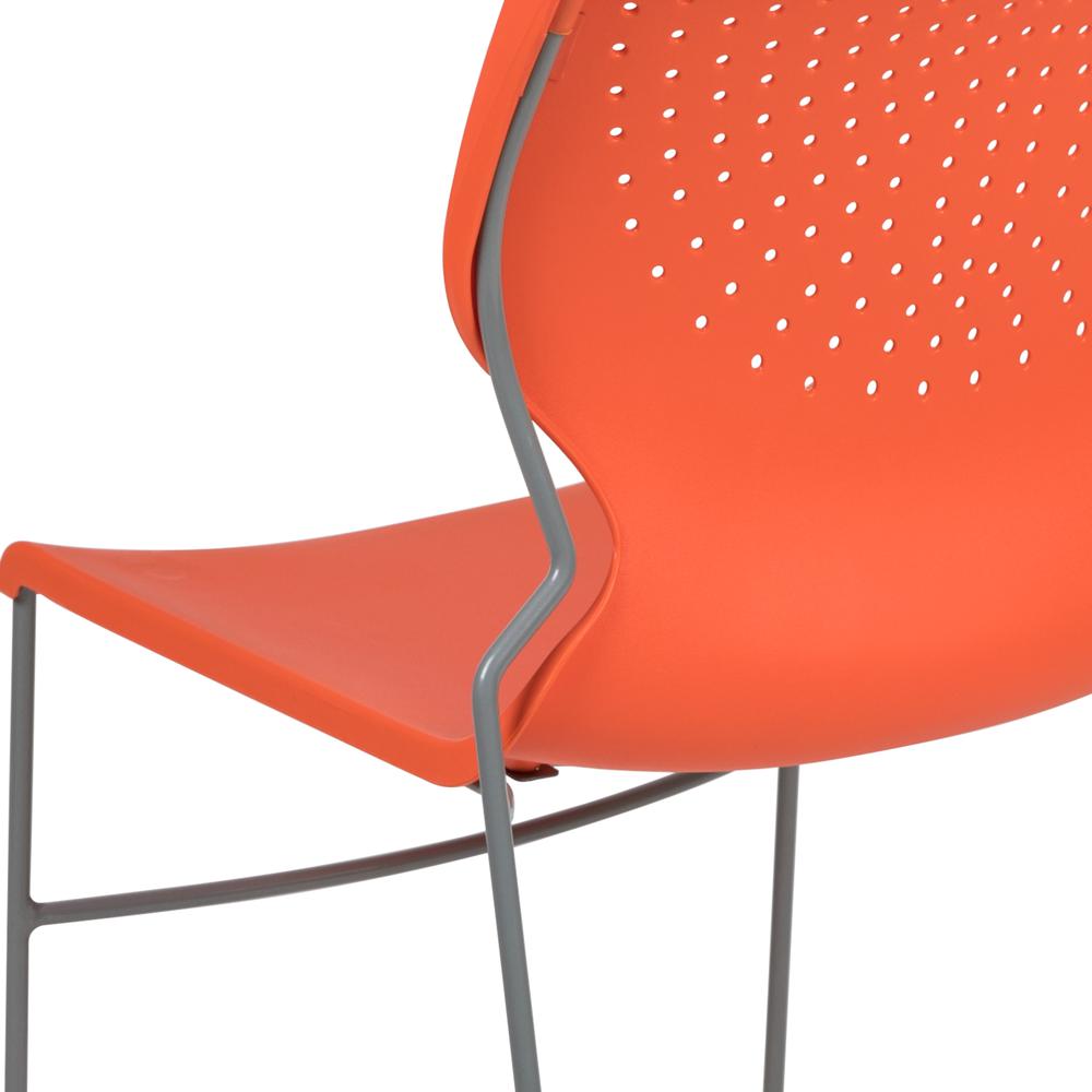 HERCULES Series 661 lb. Capacity Orange Full Back Stack Chair with Gray Powder Coated Frame. Picture 8