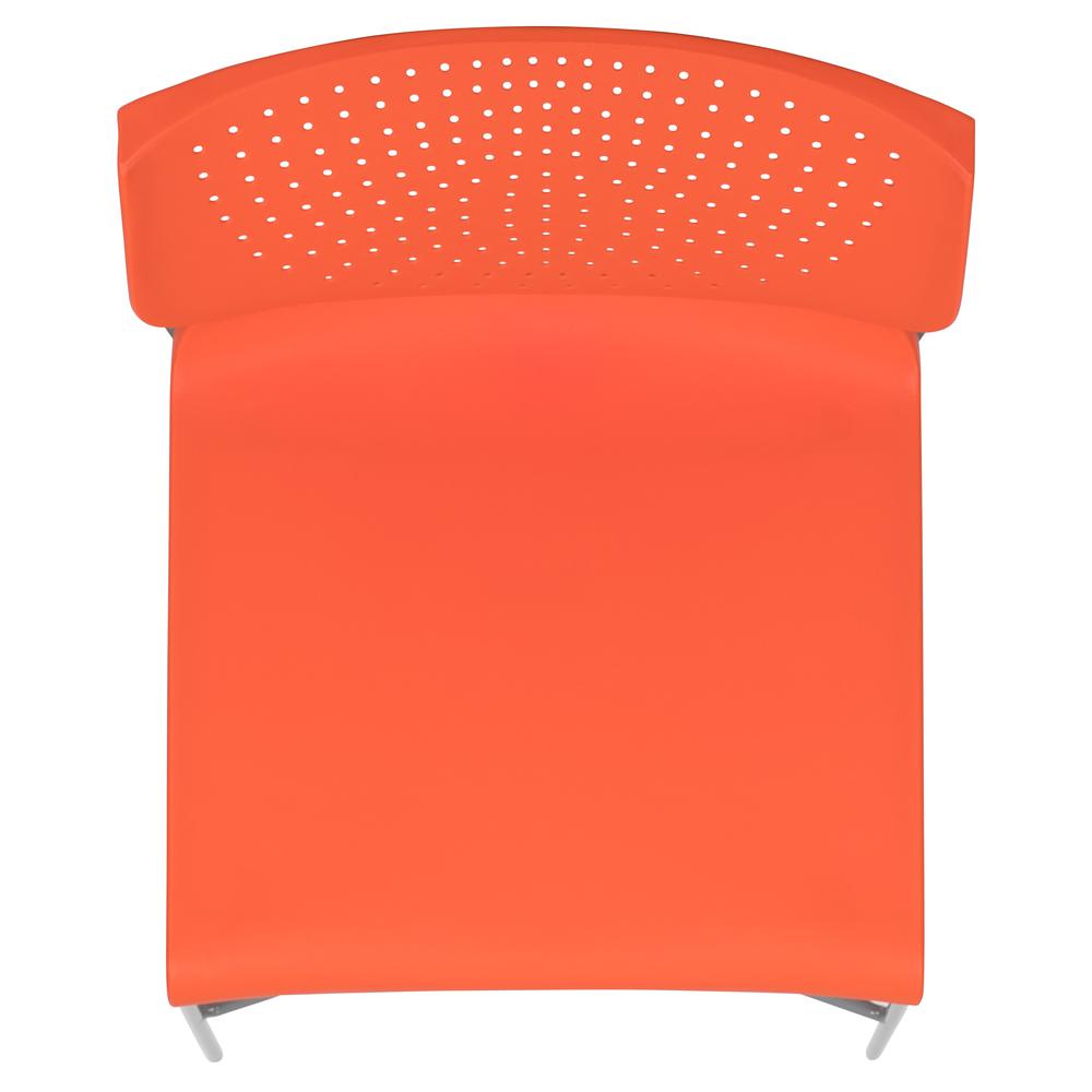 HERCULES Series 661 lb. Capacity Orange Full Back Stack Chair with Gray Powder Coated Frame. Picture 9